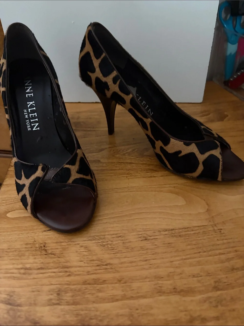 Nine West Leopard Print Peep-Toe Pumps in Brown and Black
